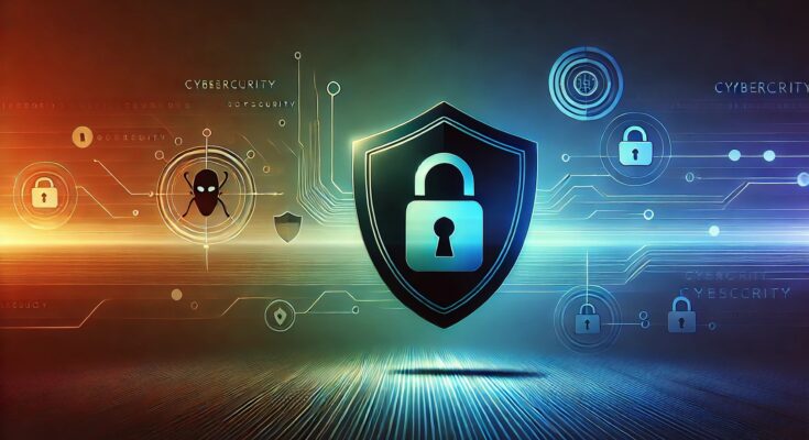 Visual representation of emerging cybersecurity threats, highlighting ransomware, AI-driven attacks, and cloud security risks in a digital landscape.