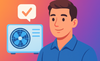 Technician performing a first-time AC repair diagnostic visit, checking airflow, refrigerant levels, electrical connections, and overall cooling efficiency for homeowners